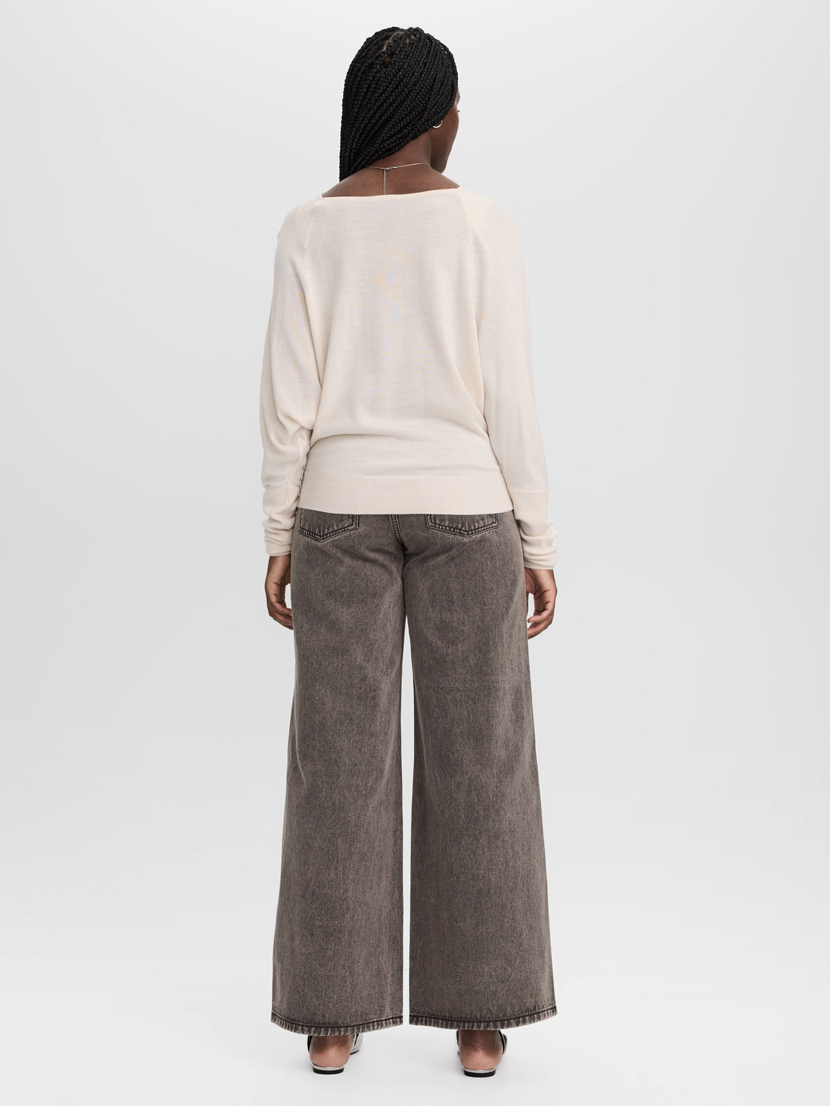 Long-Sleeve Cowl-Neck Loose Sweater
