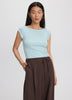 Extended-Sleeve Boat-Neck Ribbed Top
