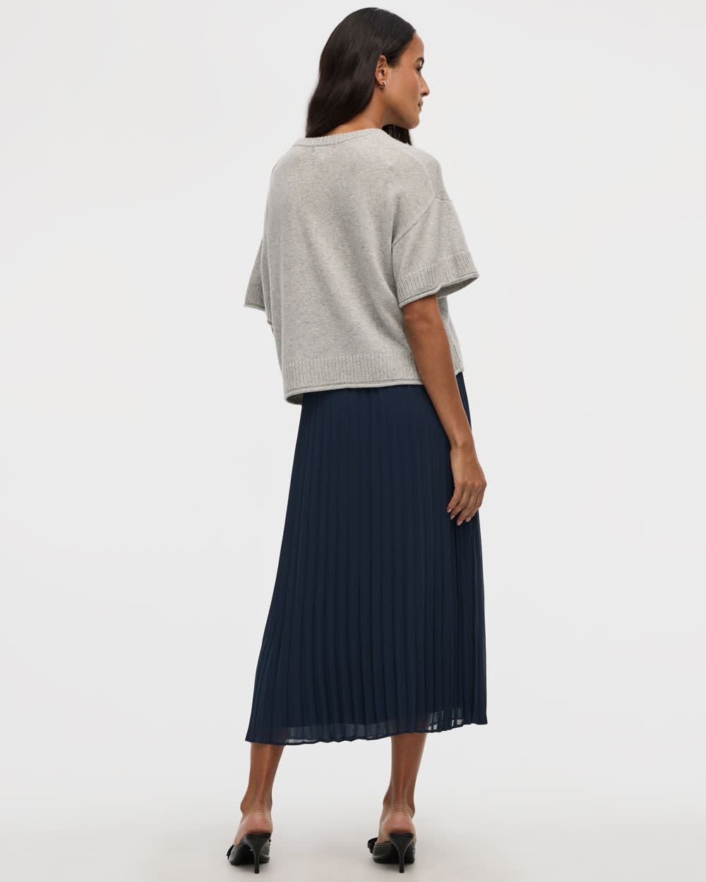 Cashmere-Blend Short-Sleeve Crew-Neck Loose Sweater