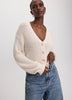 Long-Balloon-Sleeve V-Neck Cardigan