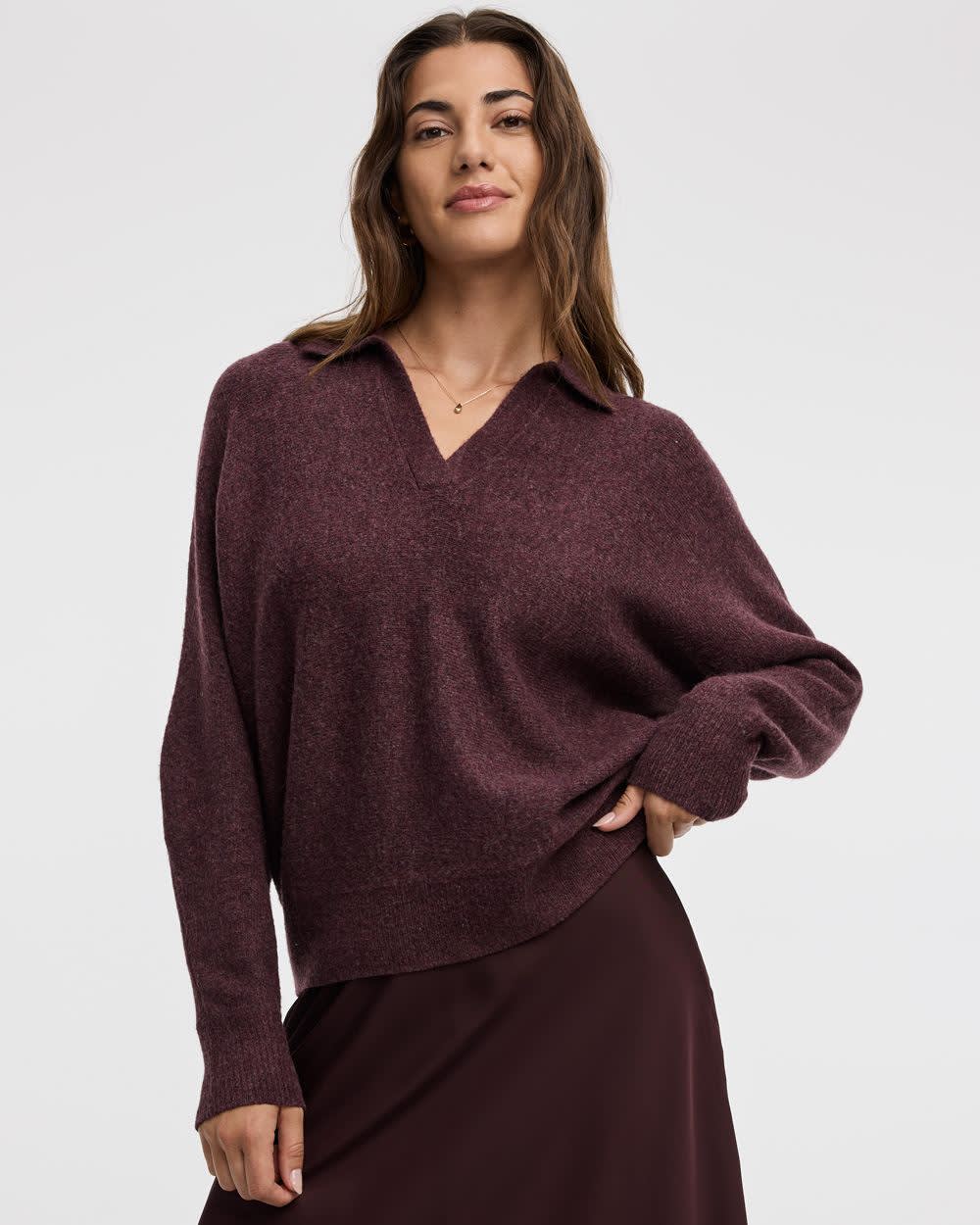Long-Sleeve Sweater with Johnny Collar