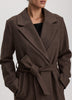 Wool-Blend Long Jacket with Sash and Removable Faux Fur