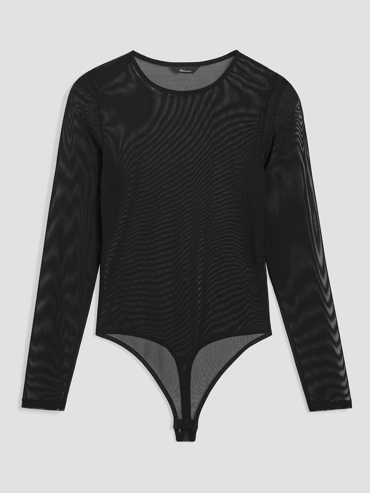 Long-Sleeve Crew-Neck Mesh Bodysuit