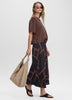 Pleated Satin Midi Skirt