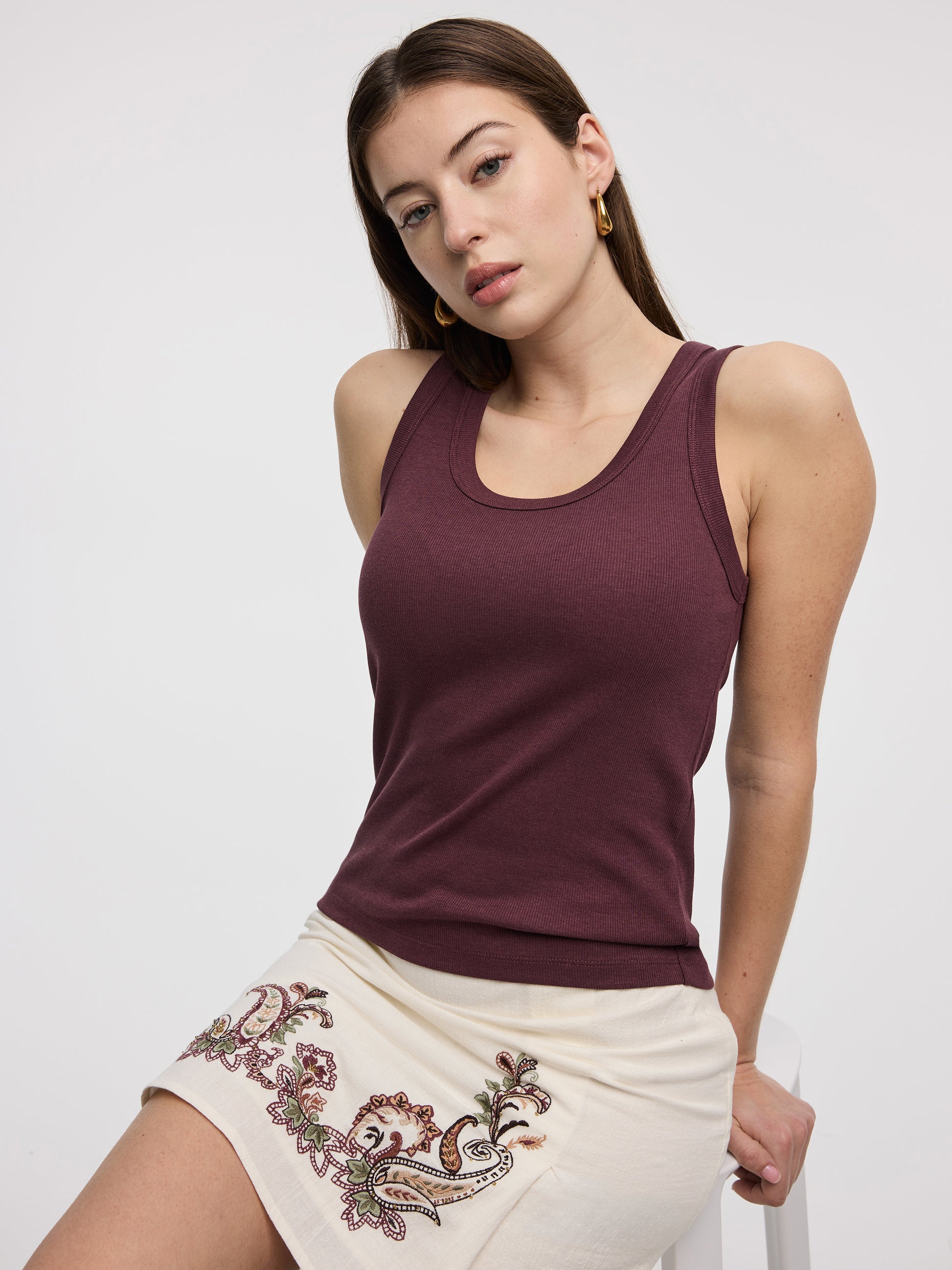 Scoop-Neck Ribbed Tank