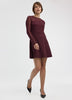 Long-Sleeve Fit-and-Flare Dress with Sheer Yoke