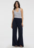 Wide-Leg High-Rise Pull-On Piqué Pant