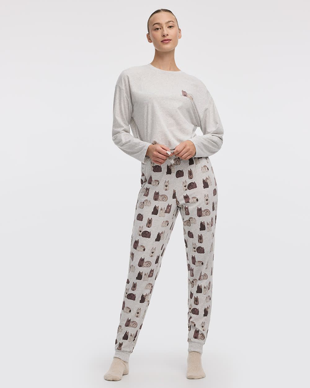 Long-Sleeve Top and Jogger Cotton Pyjama Set
