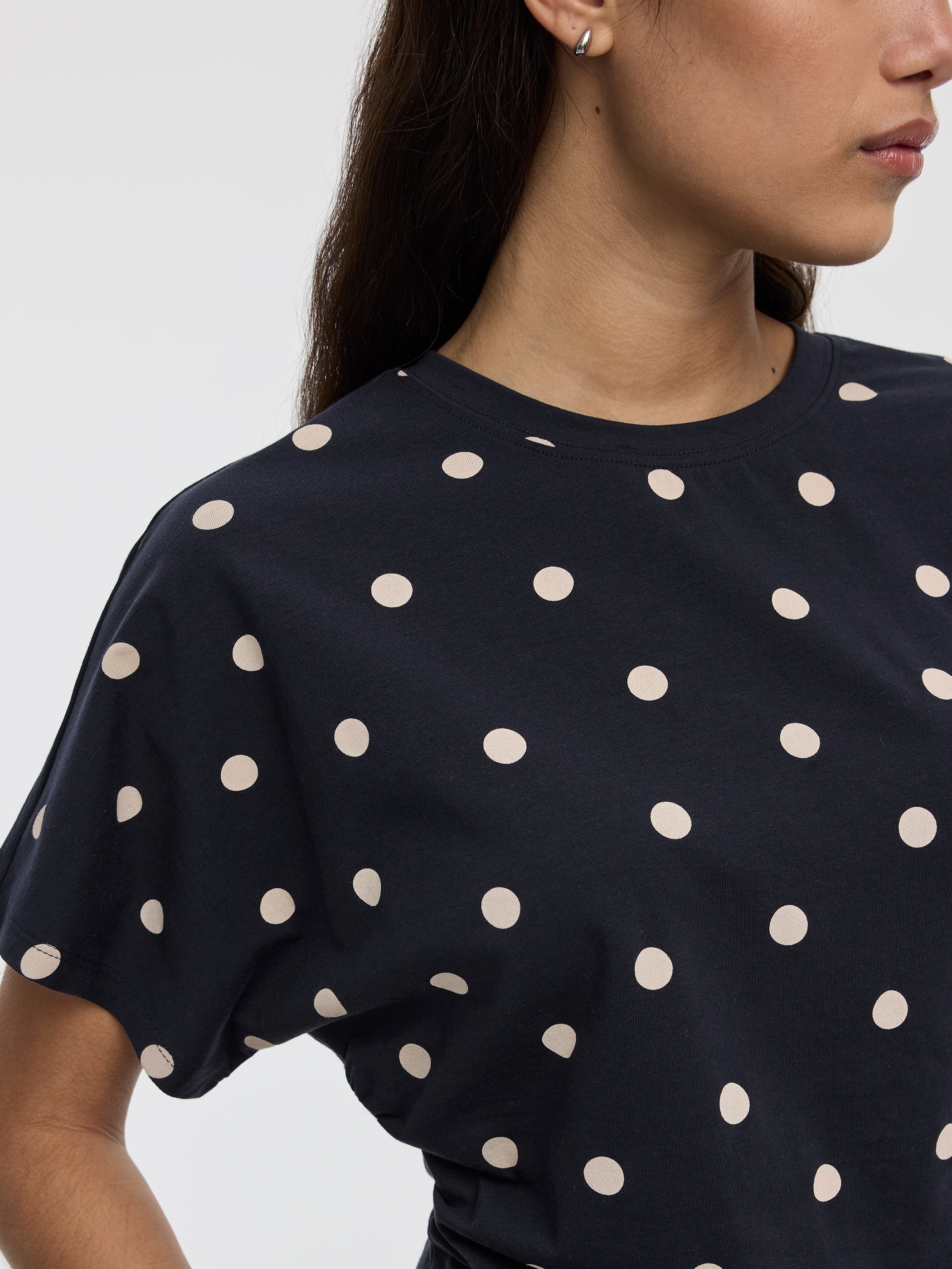 Short-Sleeve Crew-Neck Tee with Shirred Sides