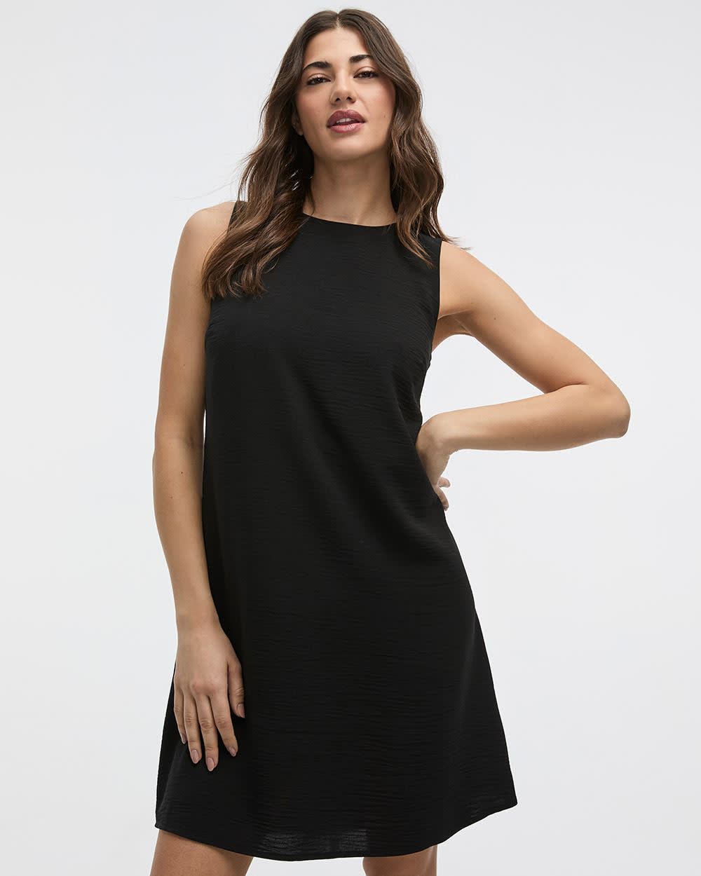 Sleeveless Crew-Neck Shift Dress