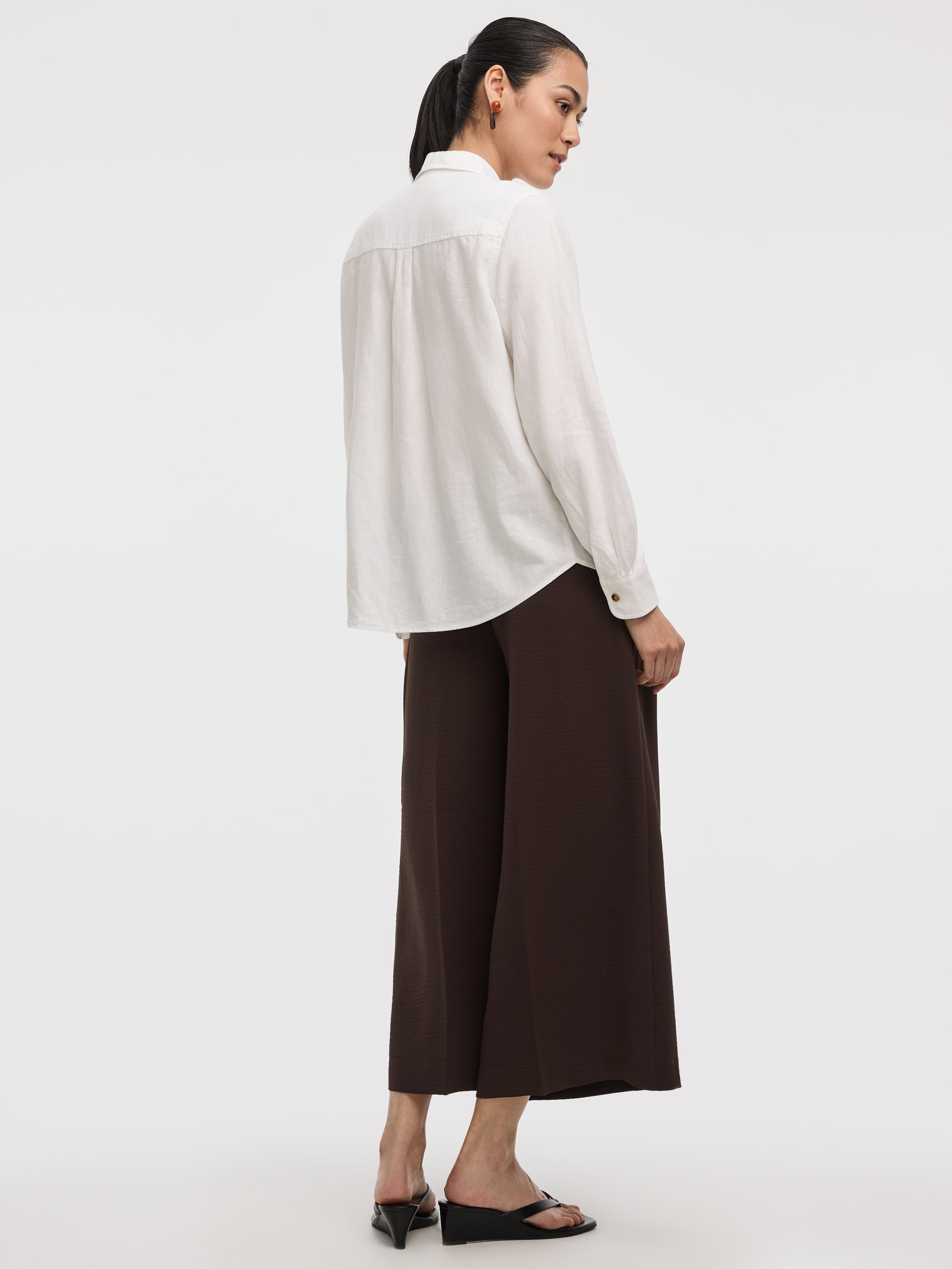 Long-Sleeve Linen-Blend Shirt
