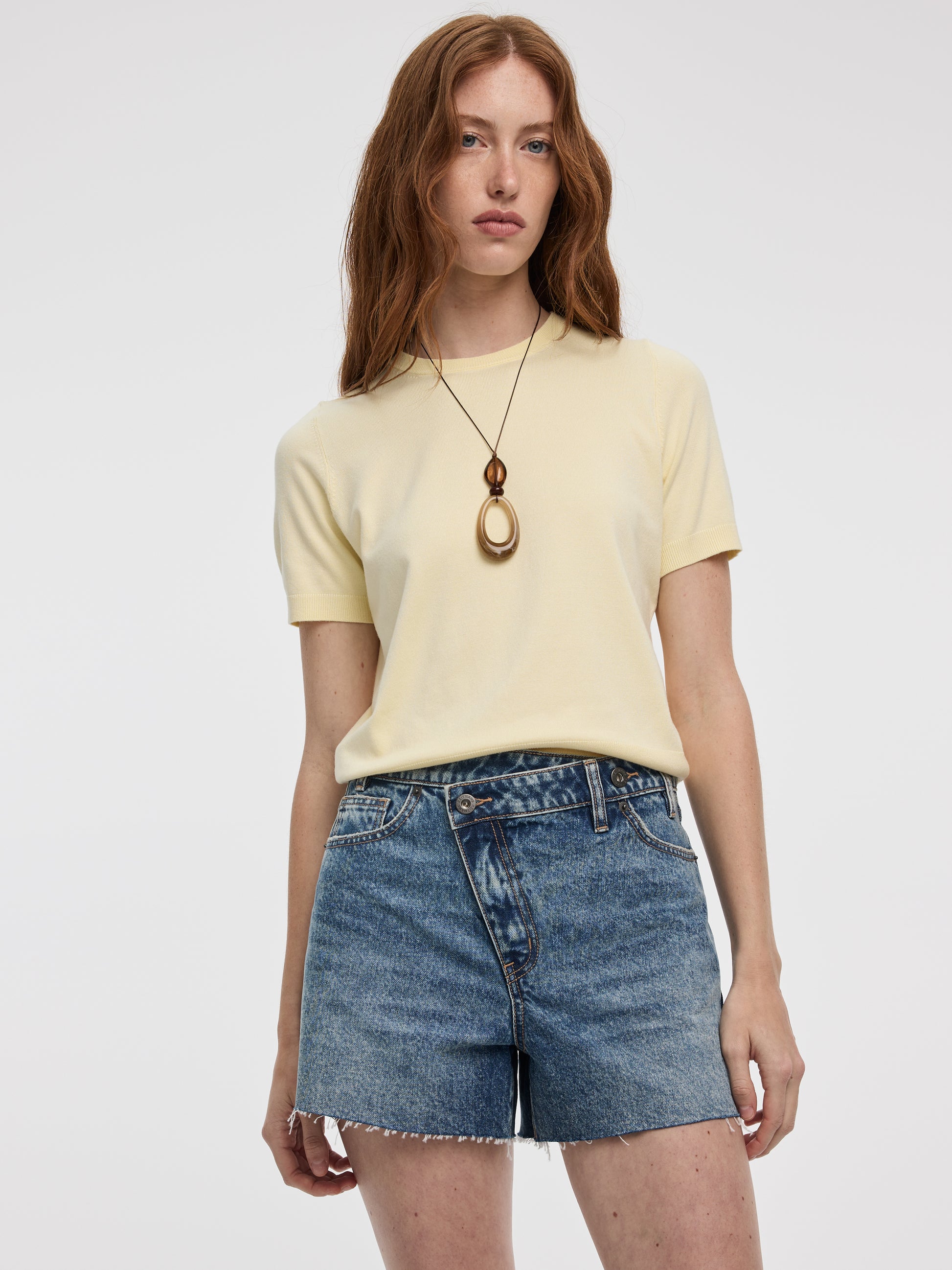 Wrap-Waist Denim Shorts