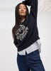 Long-Sleeve Crew-Neck Sweater with Embroidery