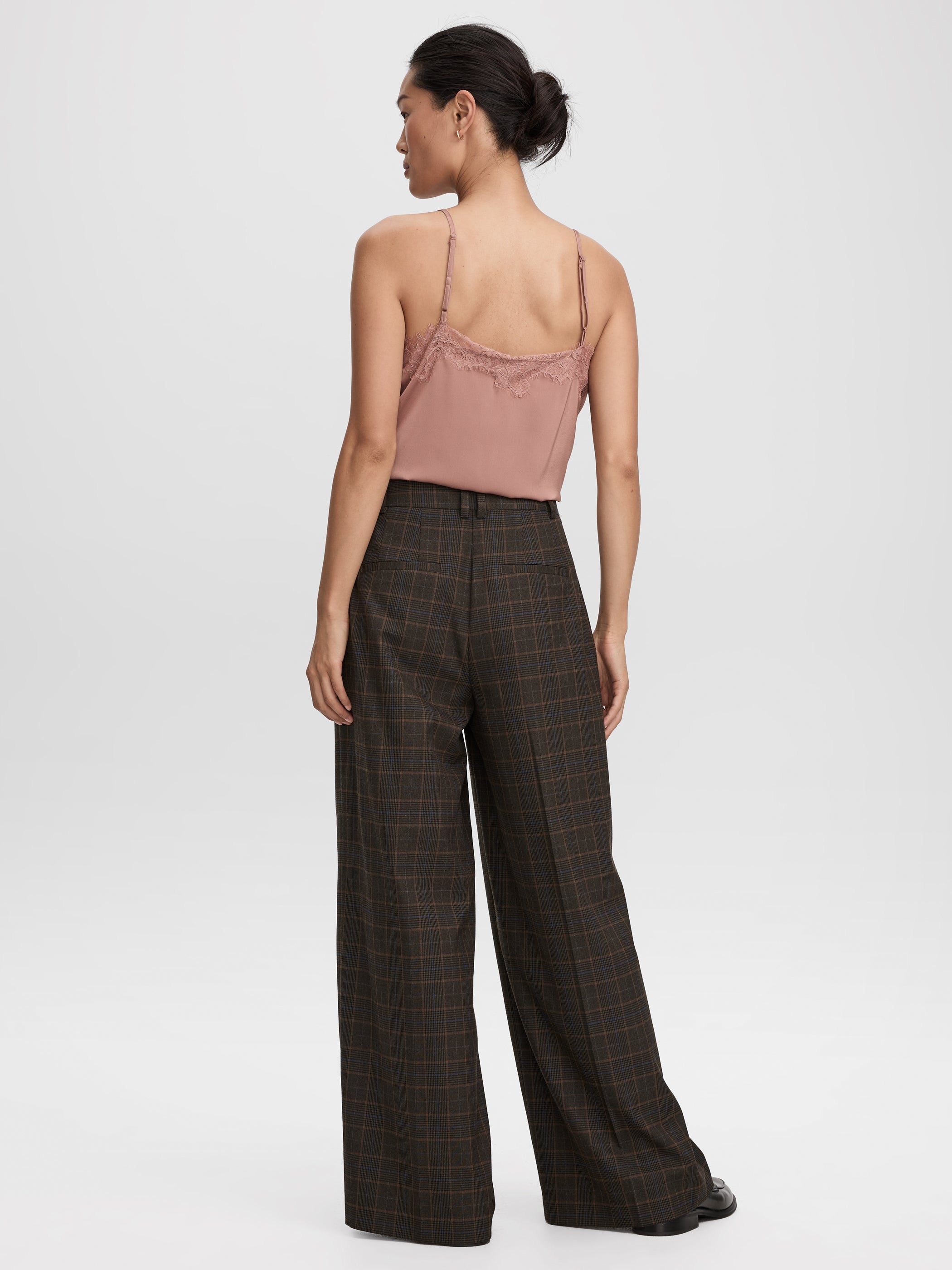 Plaid Wide-Leg High-Rise Pants - The Timeless