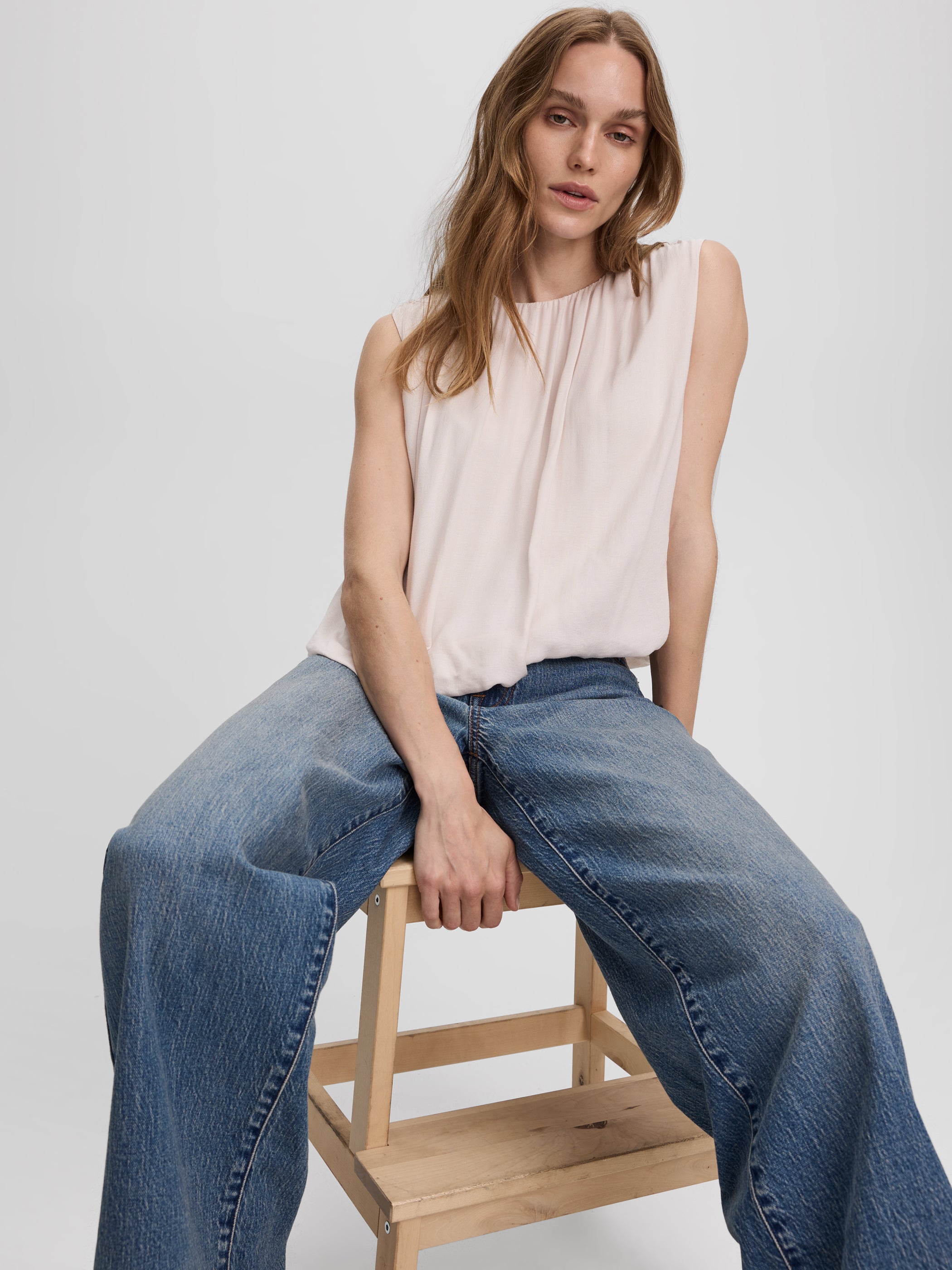 Crew-Neck Tank with Bubble Hem