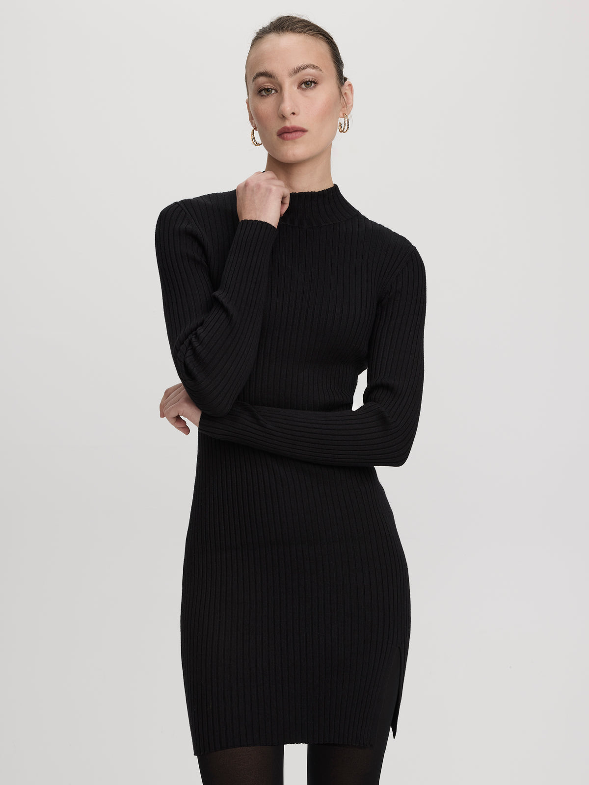 Long-Sleeve Mock-Neck Bodycon Mini Dress