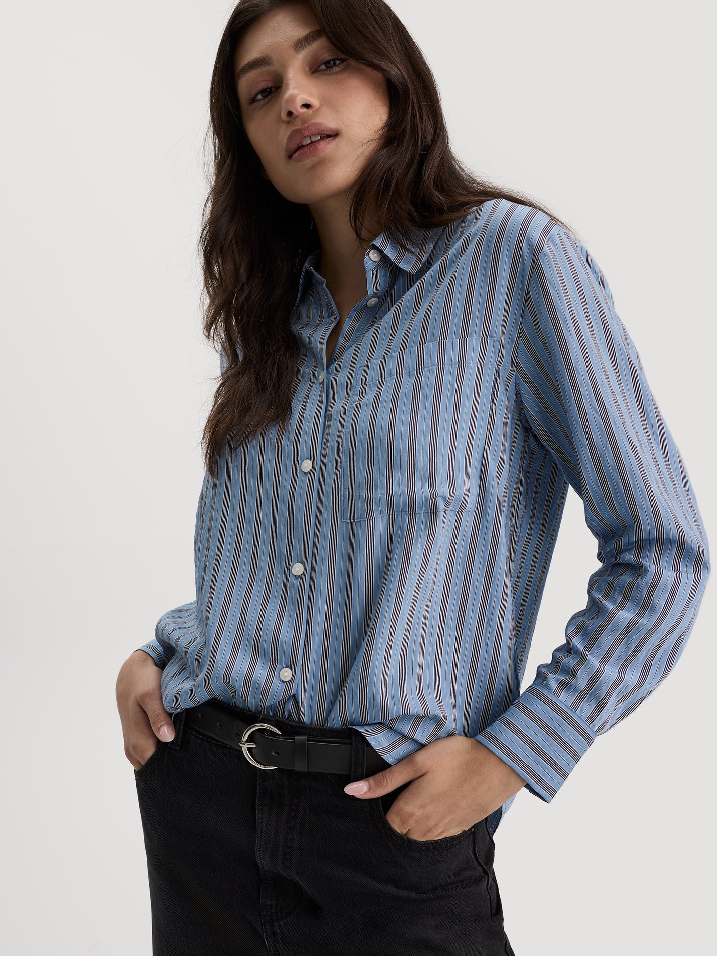 Striped Long-Sleeve Blouse