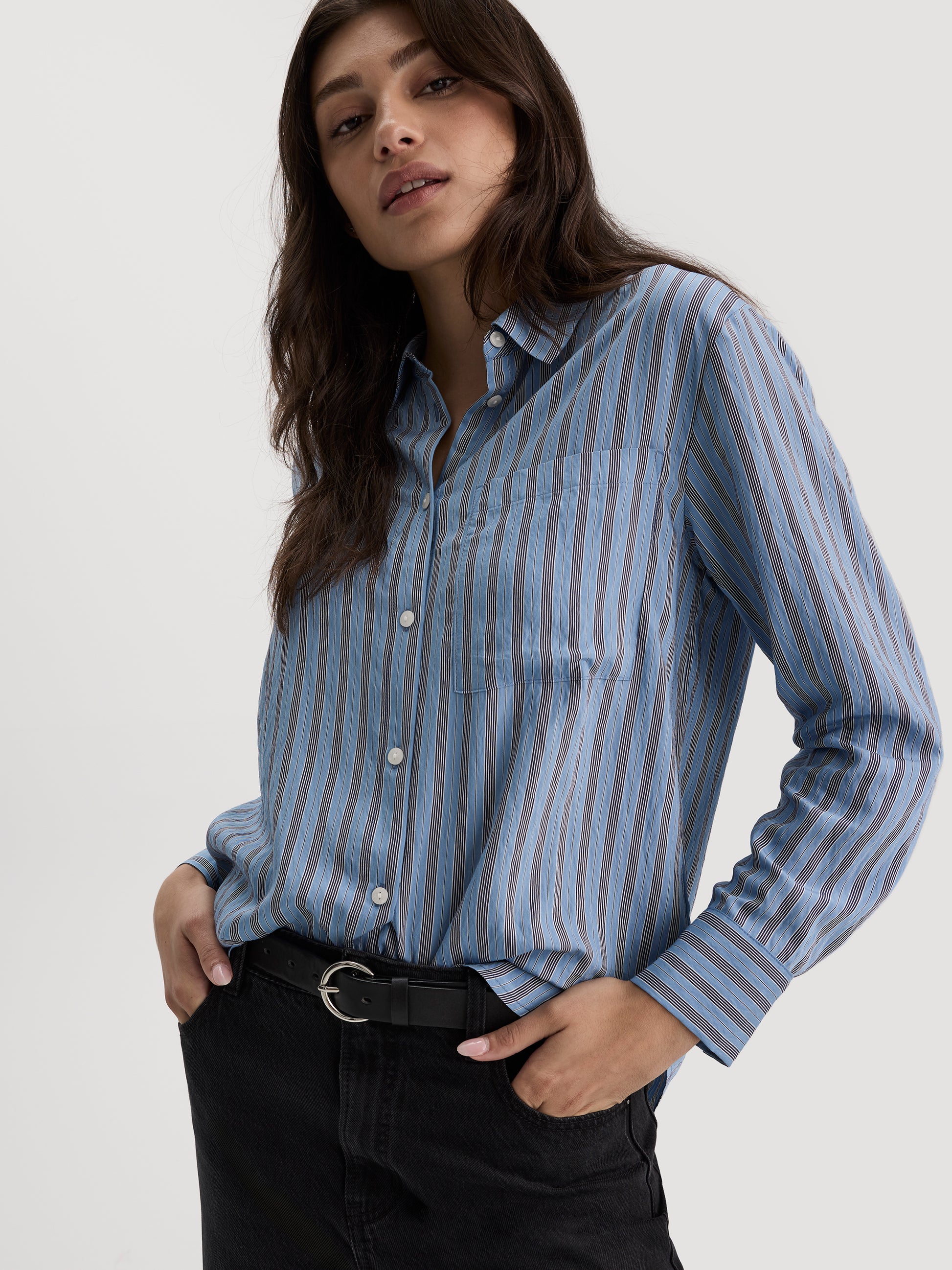 Striped Long-Sleeve Blouse