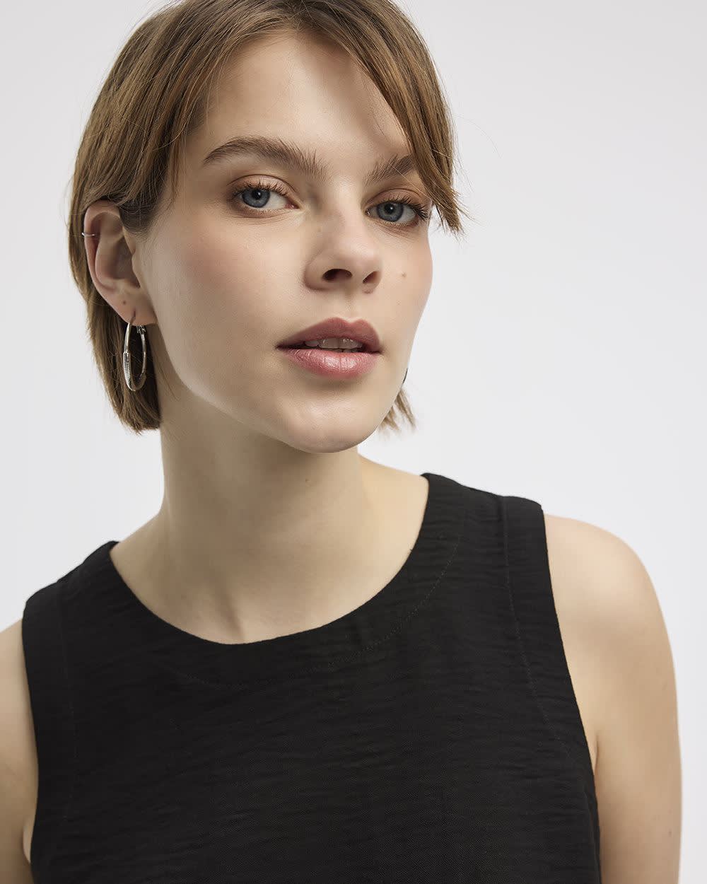 Sleeveless Crew-Neck Blouse