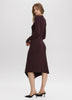 Long-Sleeve Bodycon Midi Dress with Asymmetrical Hem