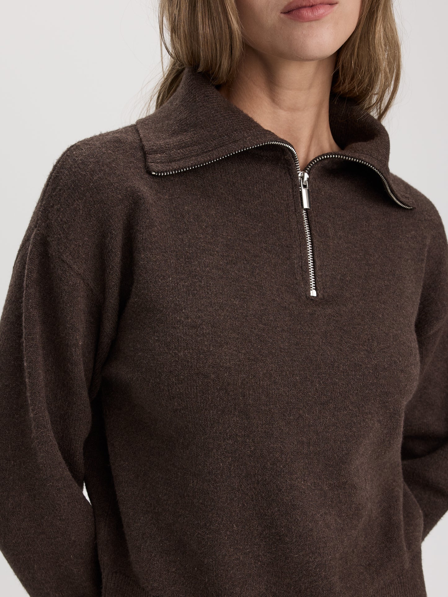 Long-Sleeve Half-Zip Mock-Neck Sweater