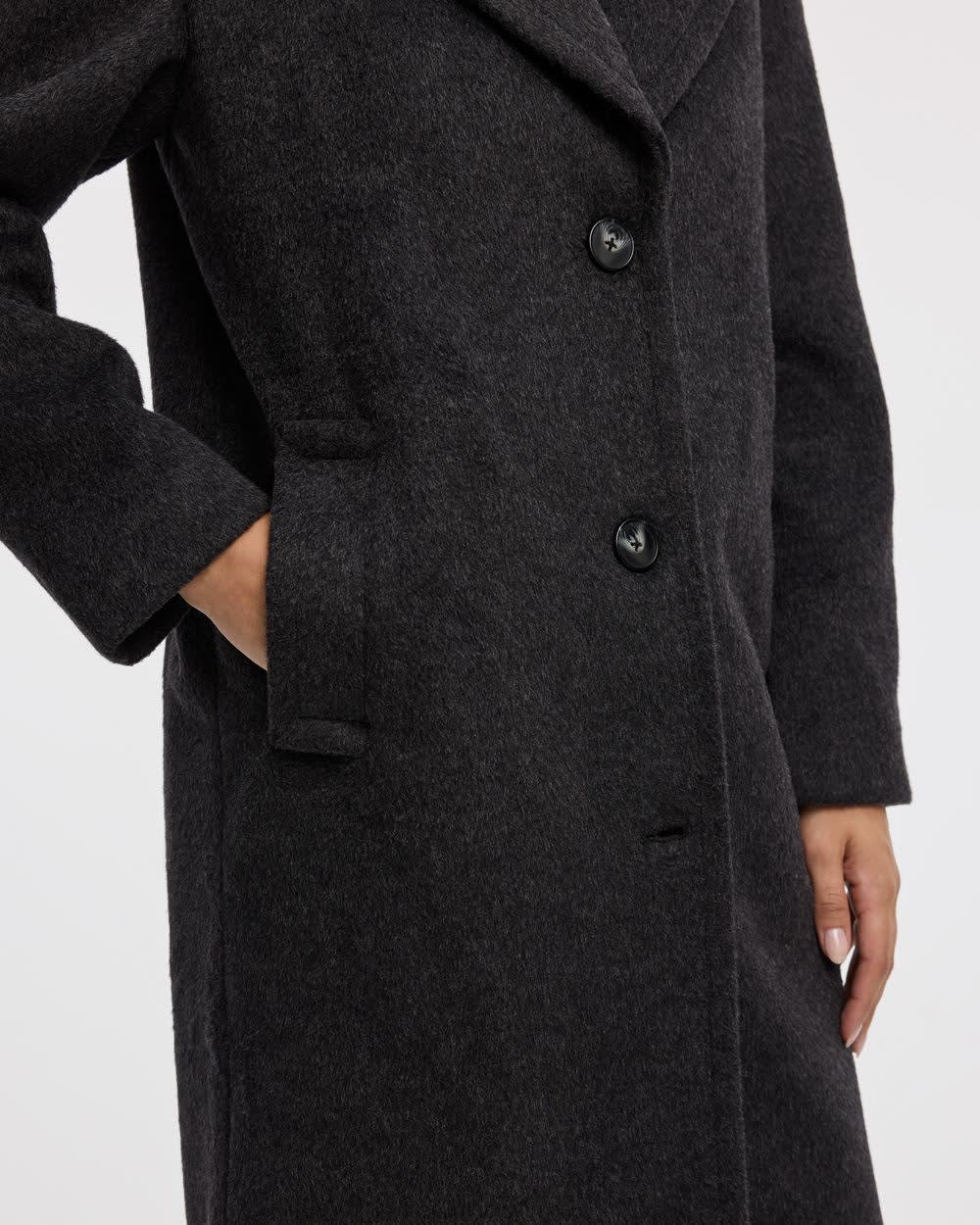 Loose Coat with Three-Button Closure