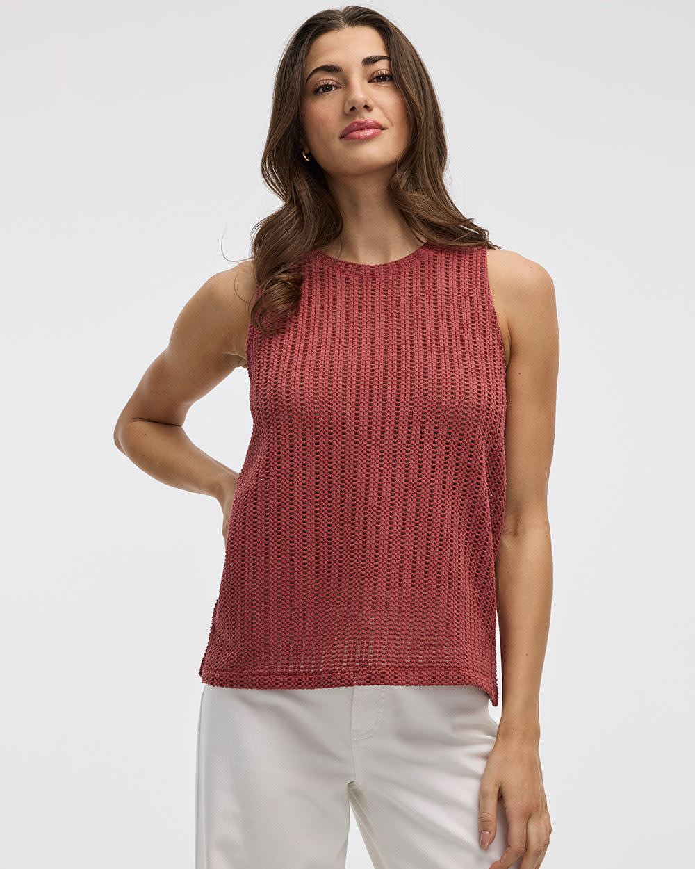 Crew-Neck Crochet Tank