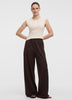Wide-Leg High-Rise Pull-On Piqué Pant