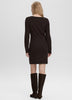 Long-Sleeve Boat-Neck Bodycon Mini Dress
