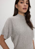 Merino-Blend Short-Sleeve Mock-Neck Sweater