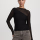 Long-Sleeve Crew-Neck Sweater with Sheer Yoke