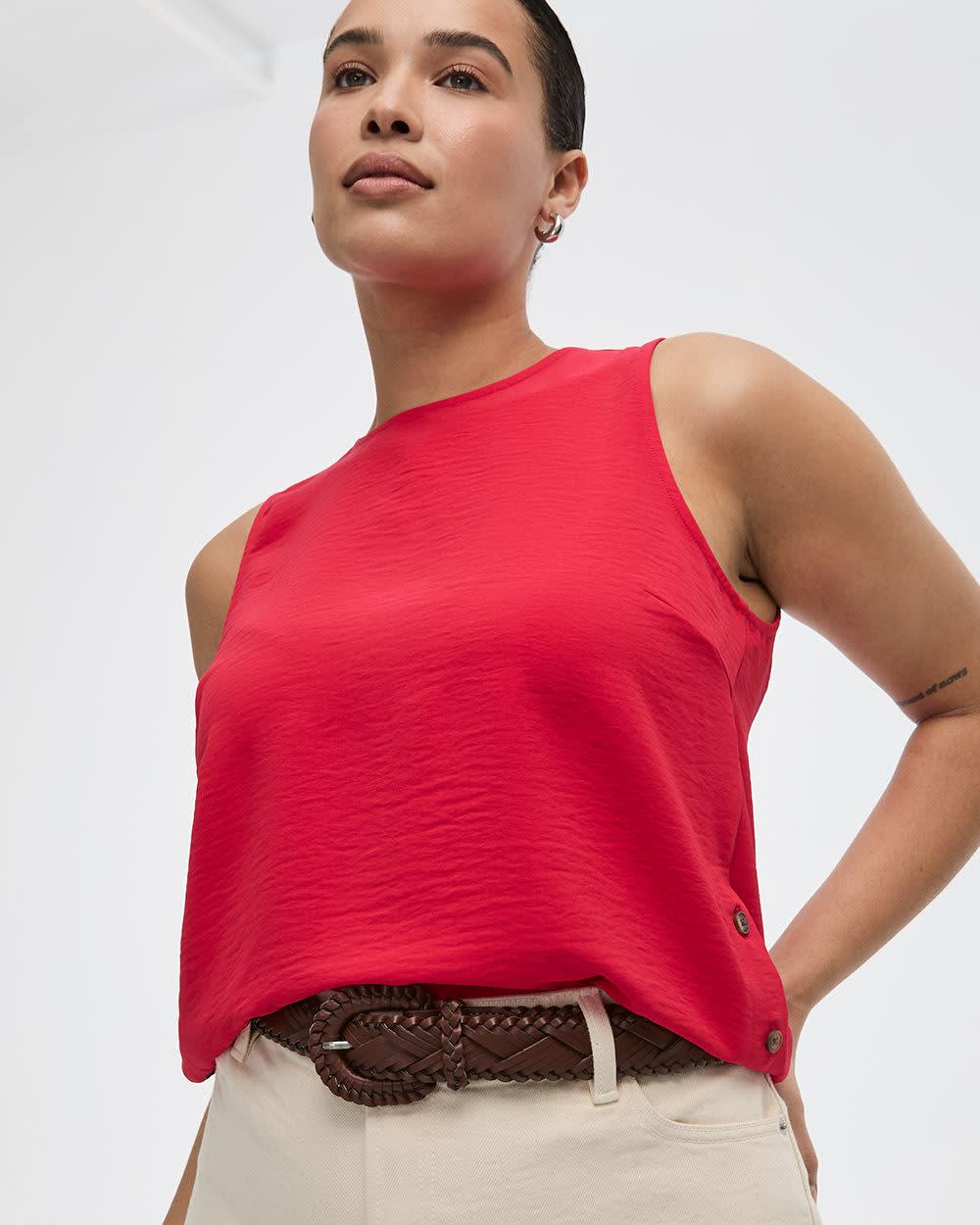 Sleeveless Blouse with Buttons at Sides