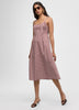 Sleeveless Denim Midi Dress with Sweetheart Neckline