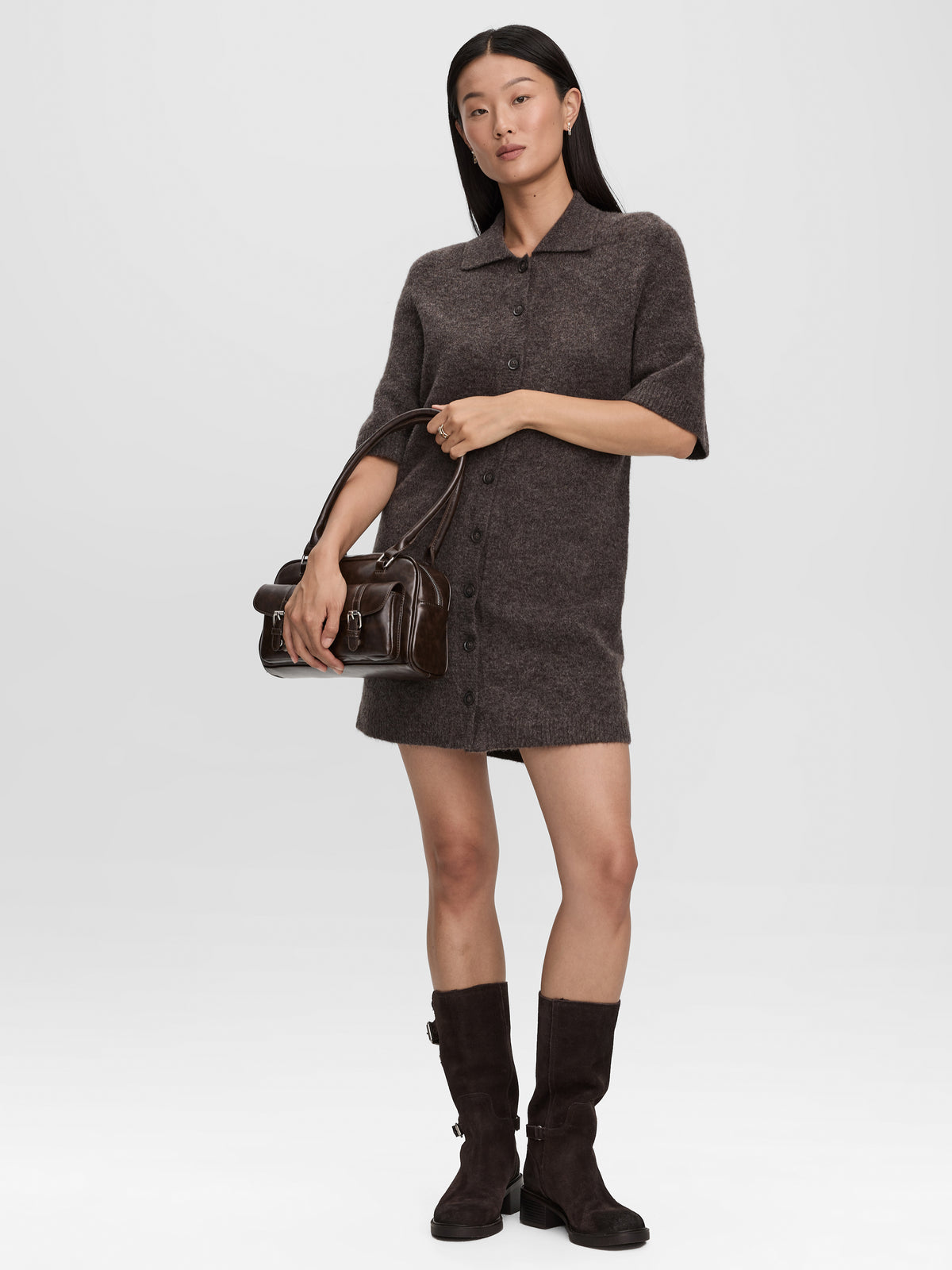 Short-Sleeve Polo Mini Dress