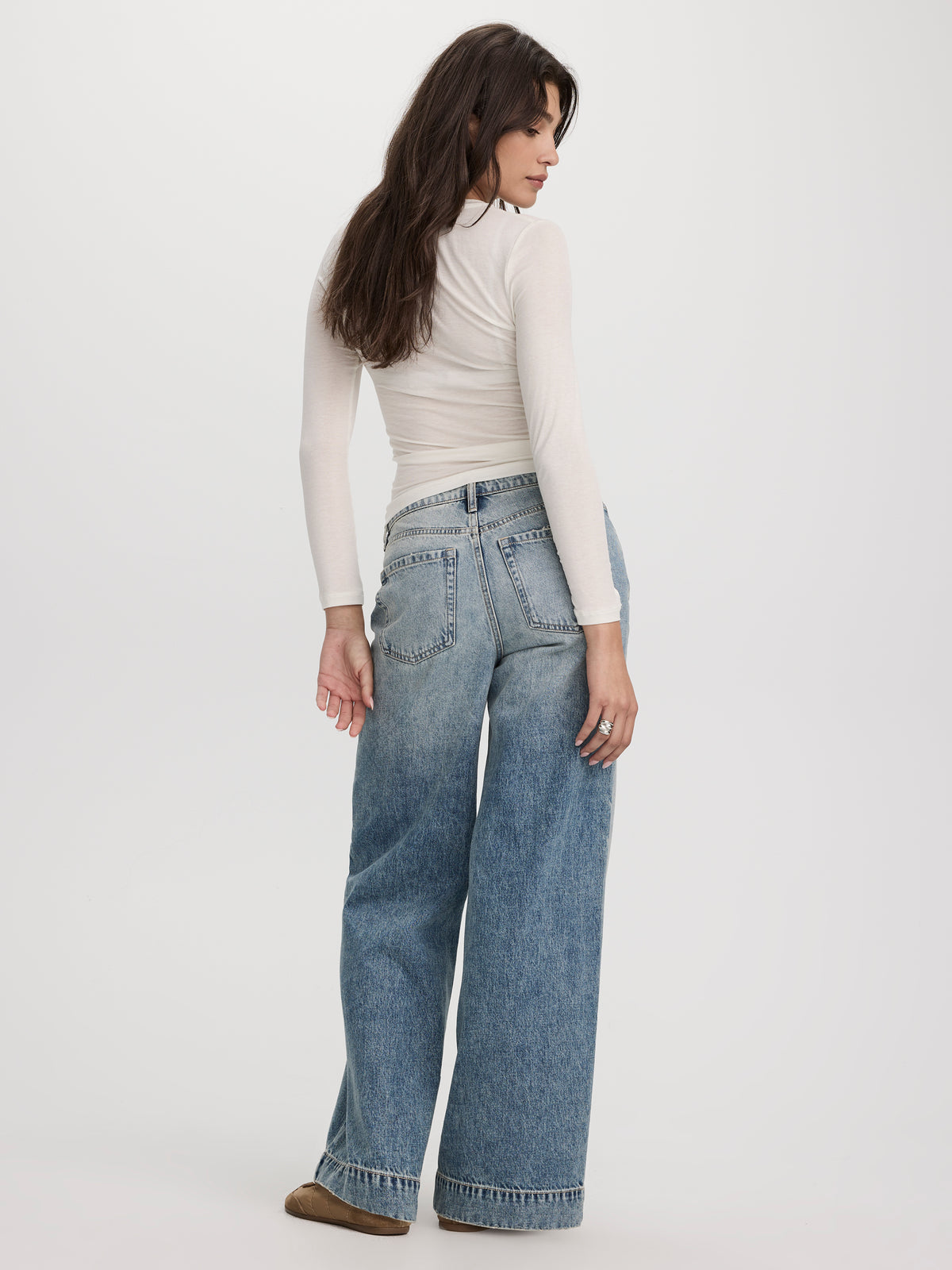 Wide-Leg High-Rise Jean with Elastic Waist