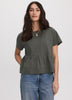Short-Sleeve Crew-Neck Peplum Blouse