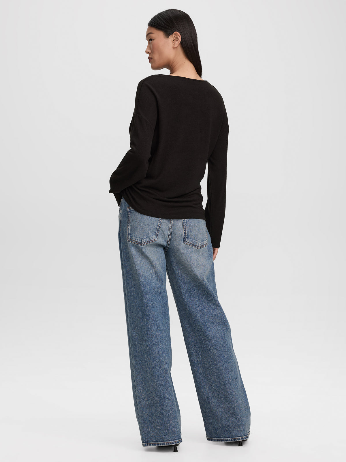 Long-Sleeve Top with Shirred Side