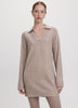 PlushSoft Long-Sleeve Cable-Knit Mini Dress with Johnny Collar