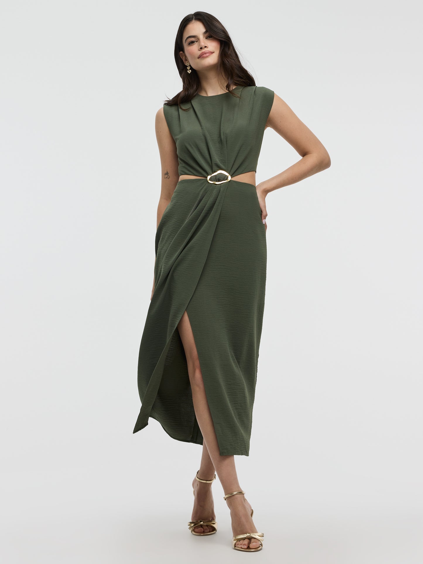 Sleeveless Fitted Maxi Dress with Cut-Out Details