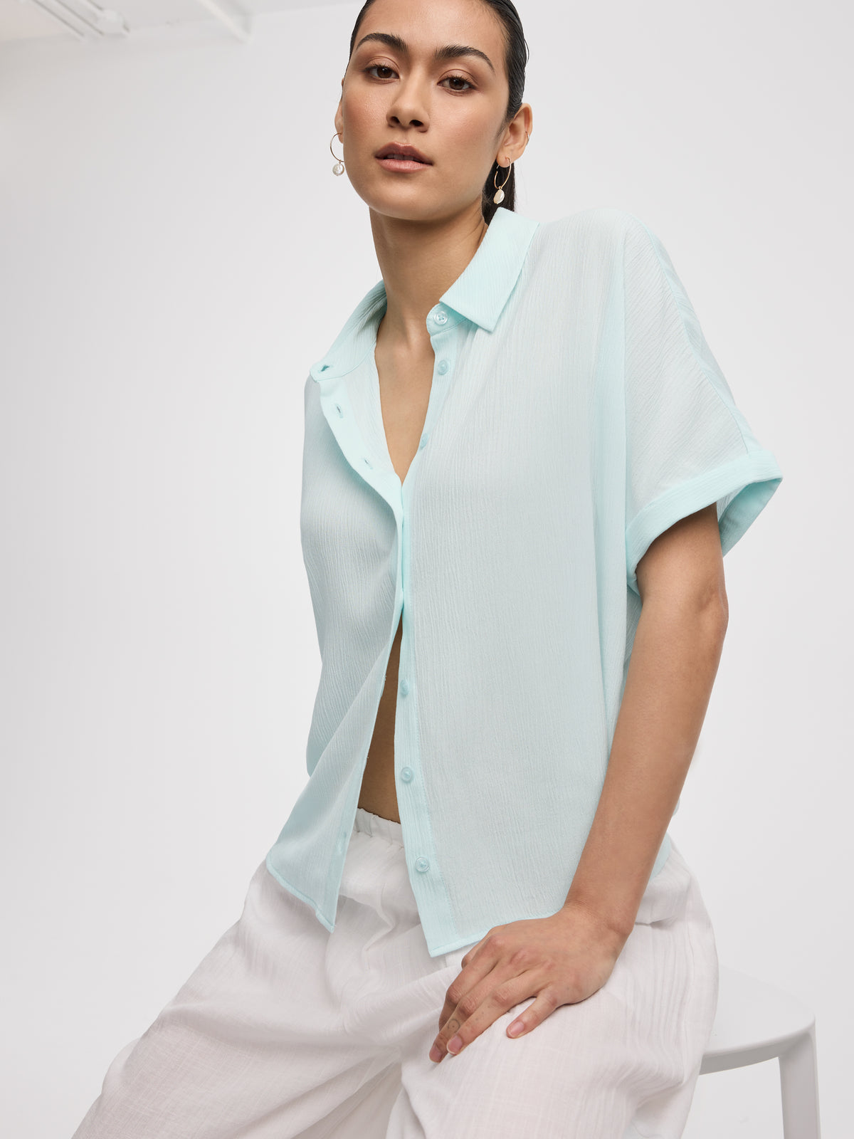 Buttoned-Down Gauze Shirt
