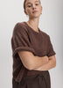 Cashmere-Blend Short-Sleeve Crew-Neck Loose Sweater