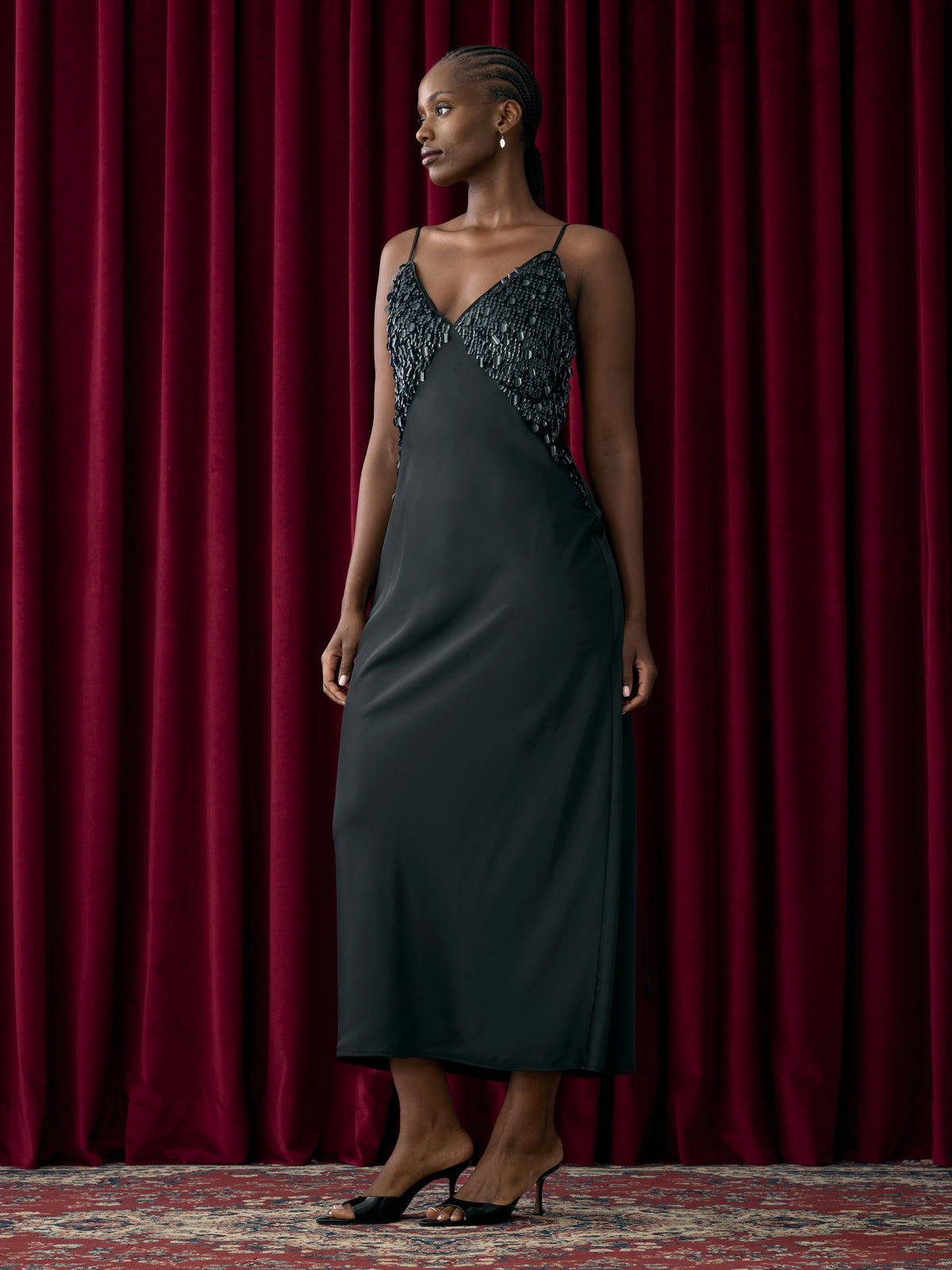 Sleeveless V-Neck Maxi Dress with Sequins