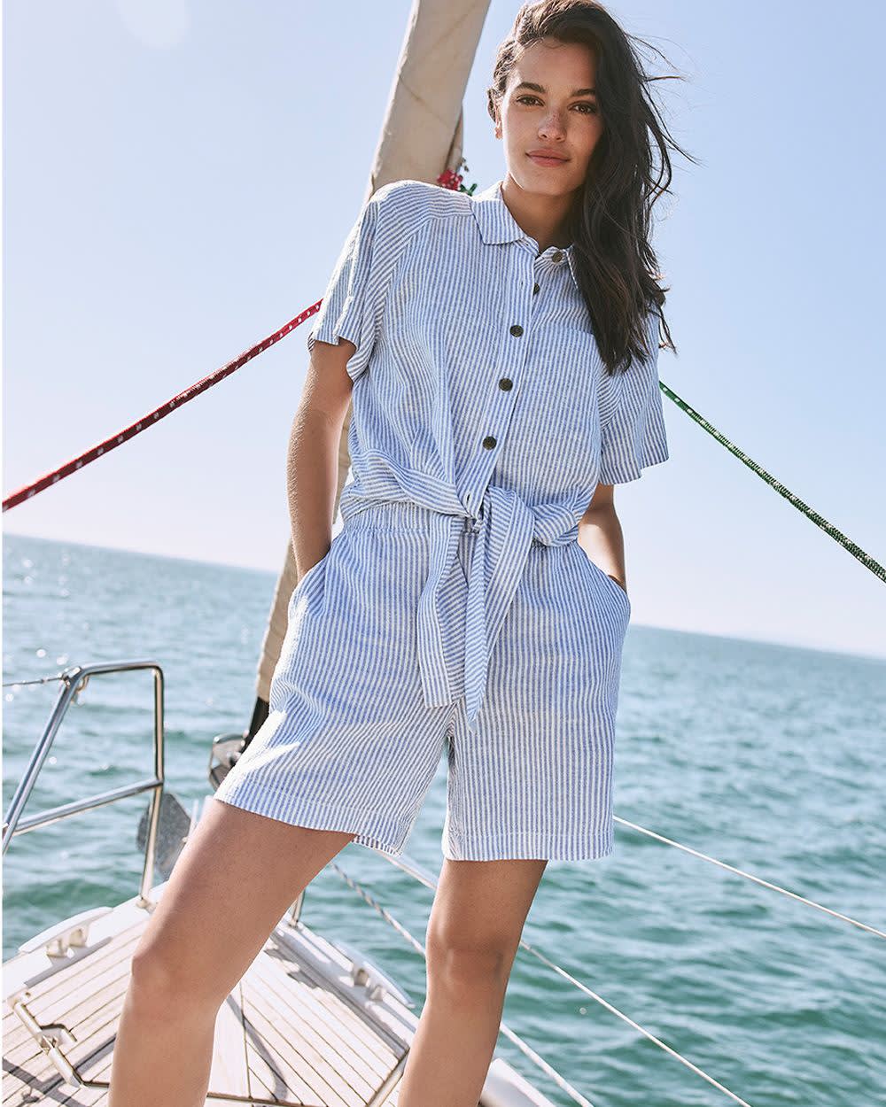 Short-Sleeve Shirt with Self-Tie Hem