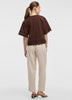 Short-Sleeve Mix-Media Top with Embroidered Trims