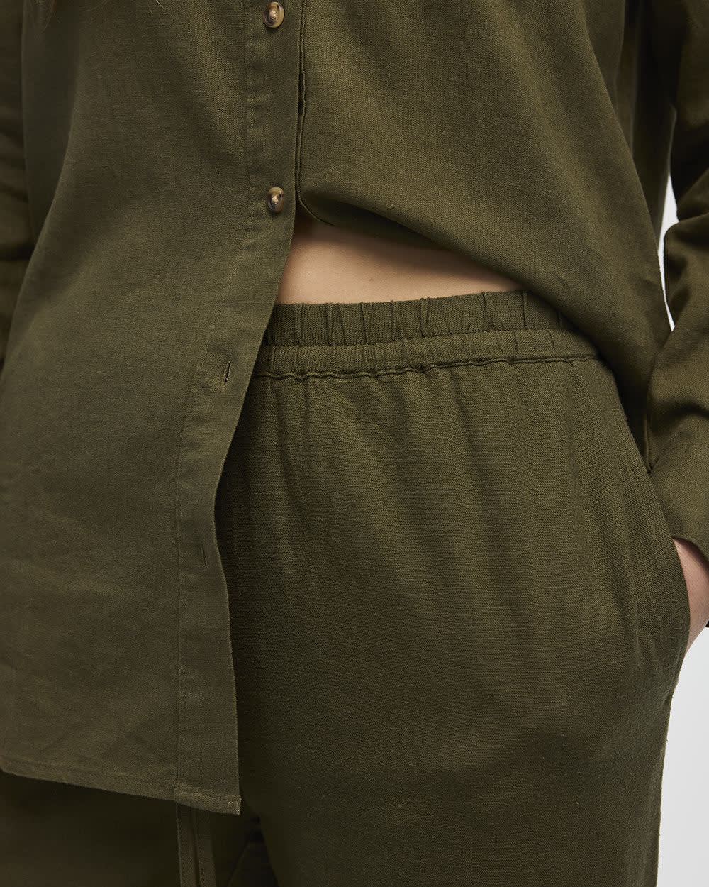 Wide-Leg High-Rise Linen Blend Pant