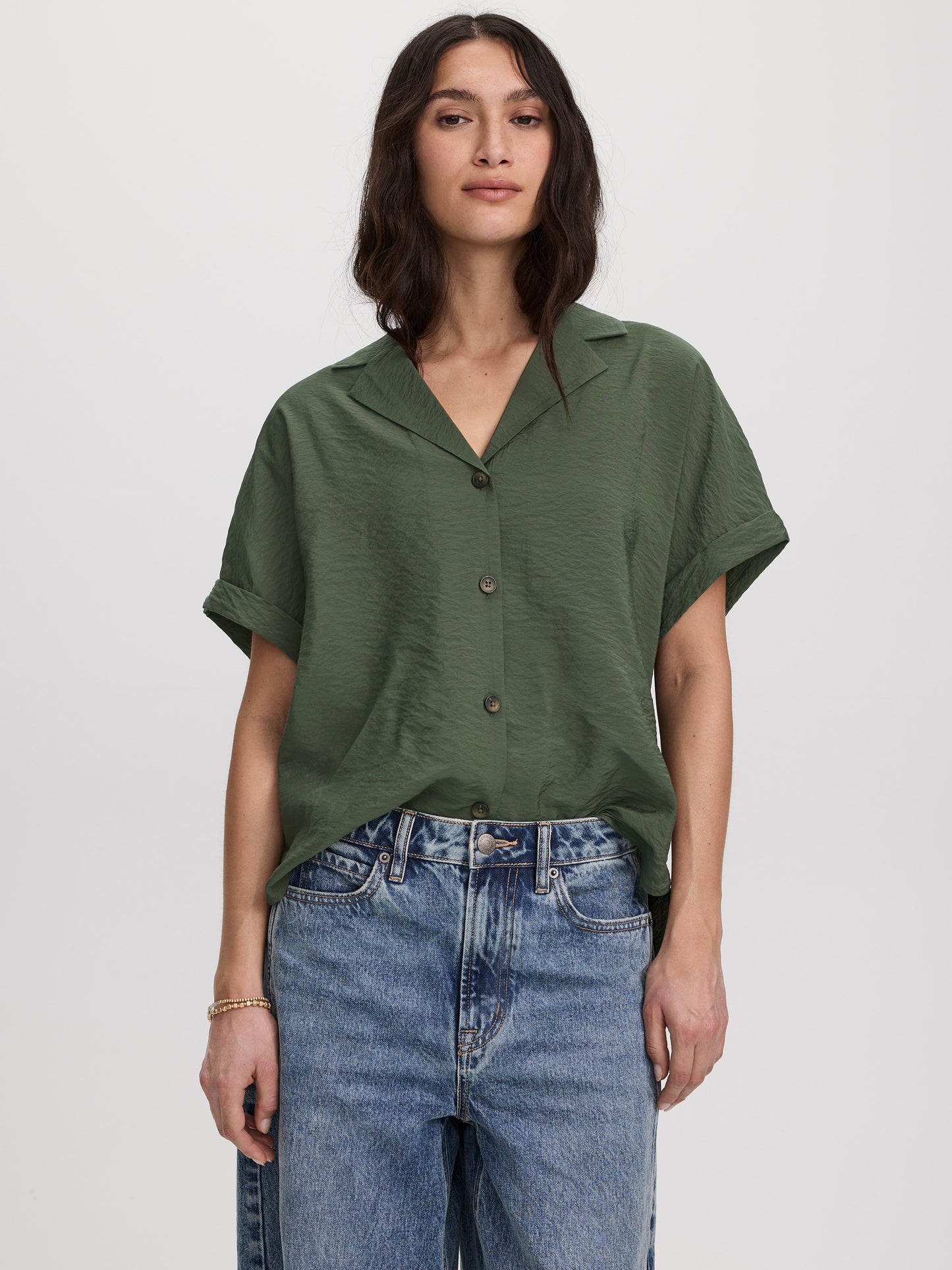 Short-Sleeve Shirt with Notch Collar