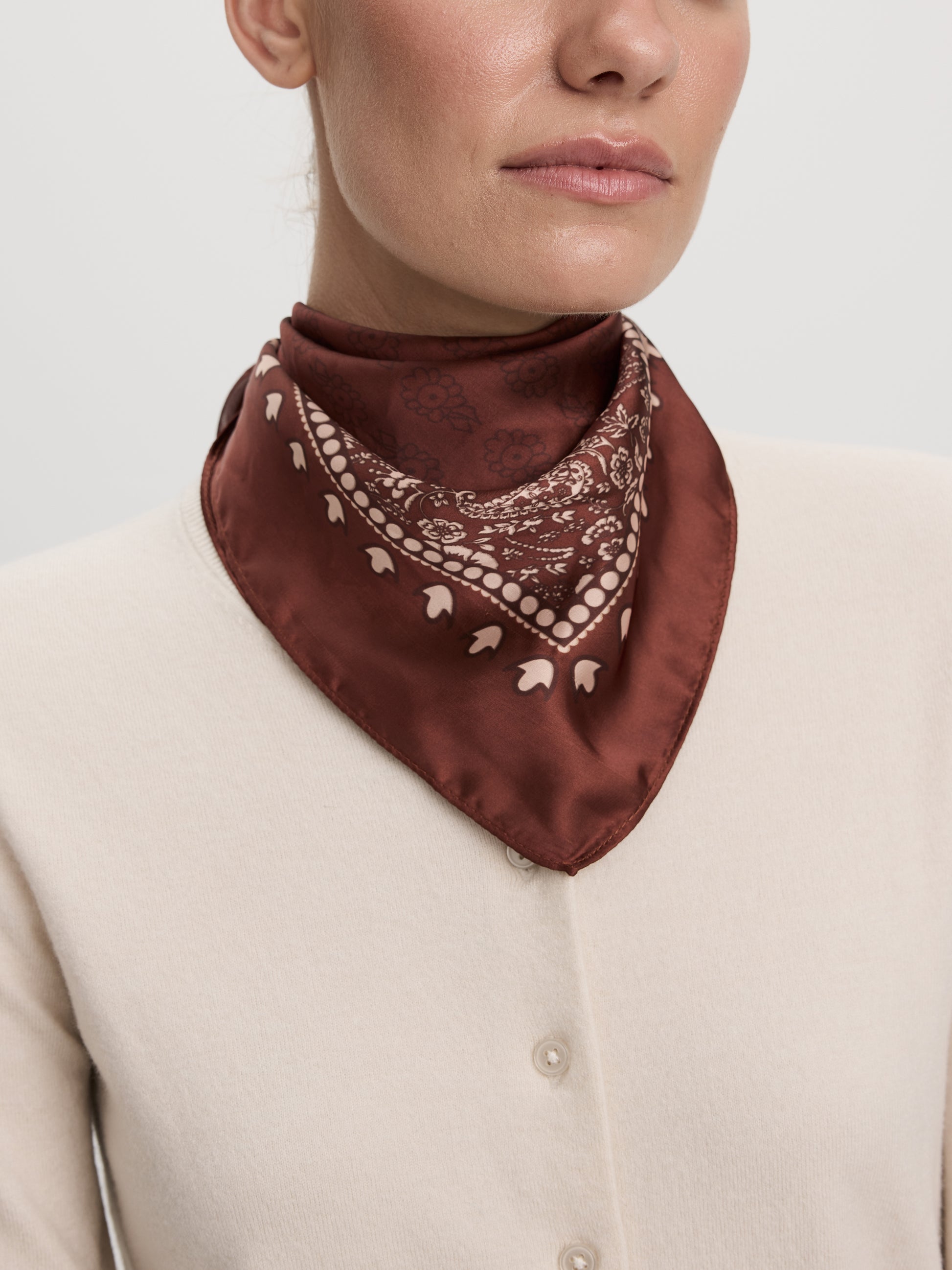 Small Square Scarf with Paisley Pattern