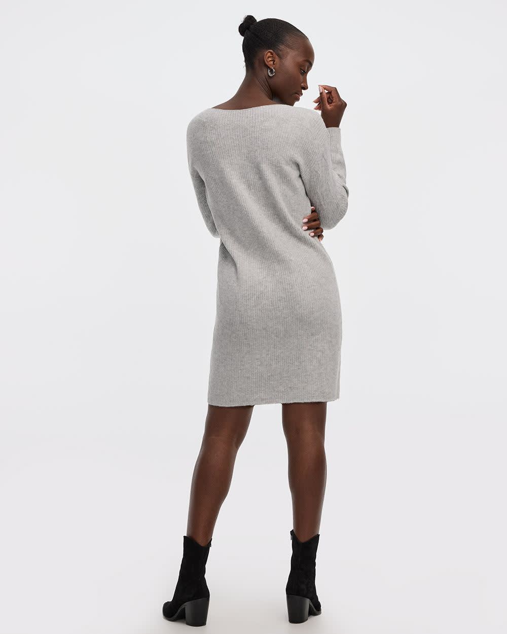PlushSoft Crew-Neck Ribbed Sweater Dress