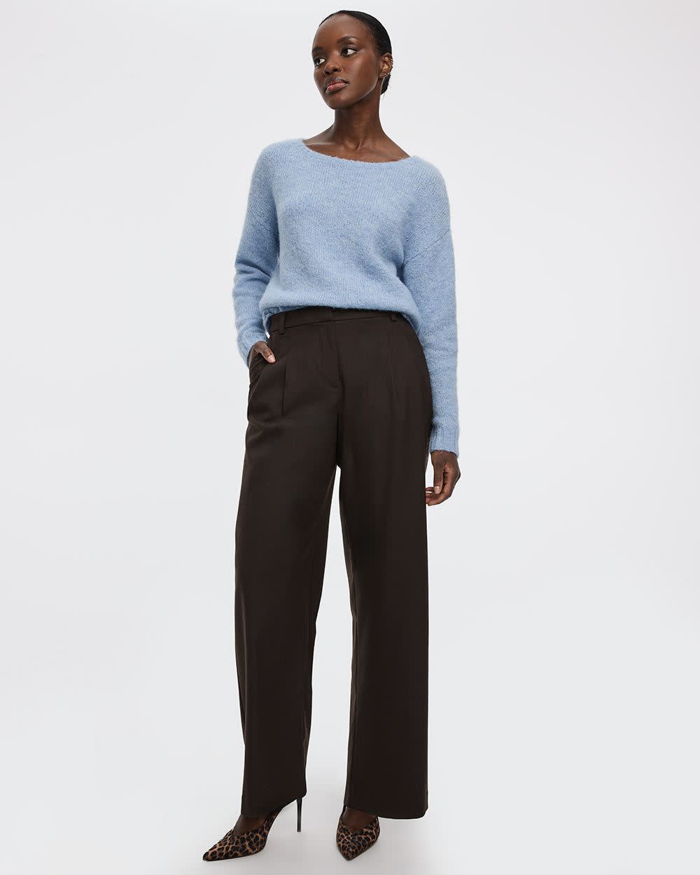 Wide-Leg Mid-Rise Pants
