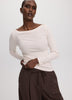 Long-Sleeve Boat-Neck Ribbed Top